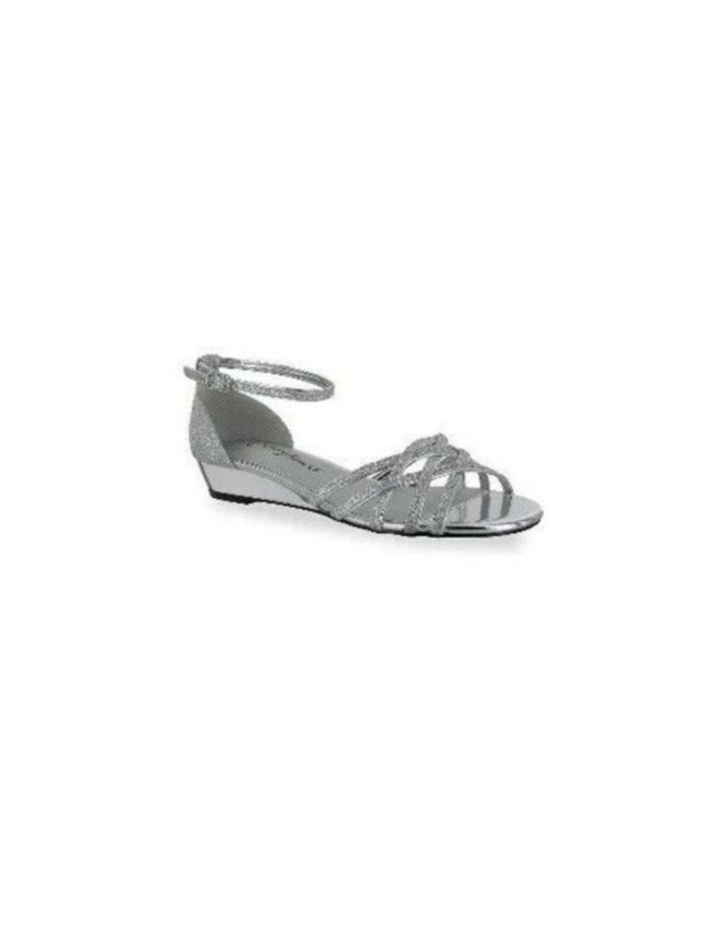 Dance Class Womens Silver Glitter Ankle Strap Wedge Sandals Size 8.5 With Origin